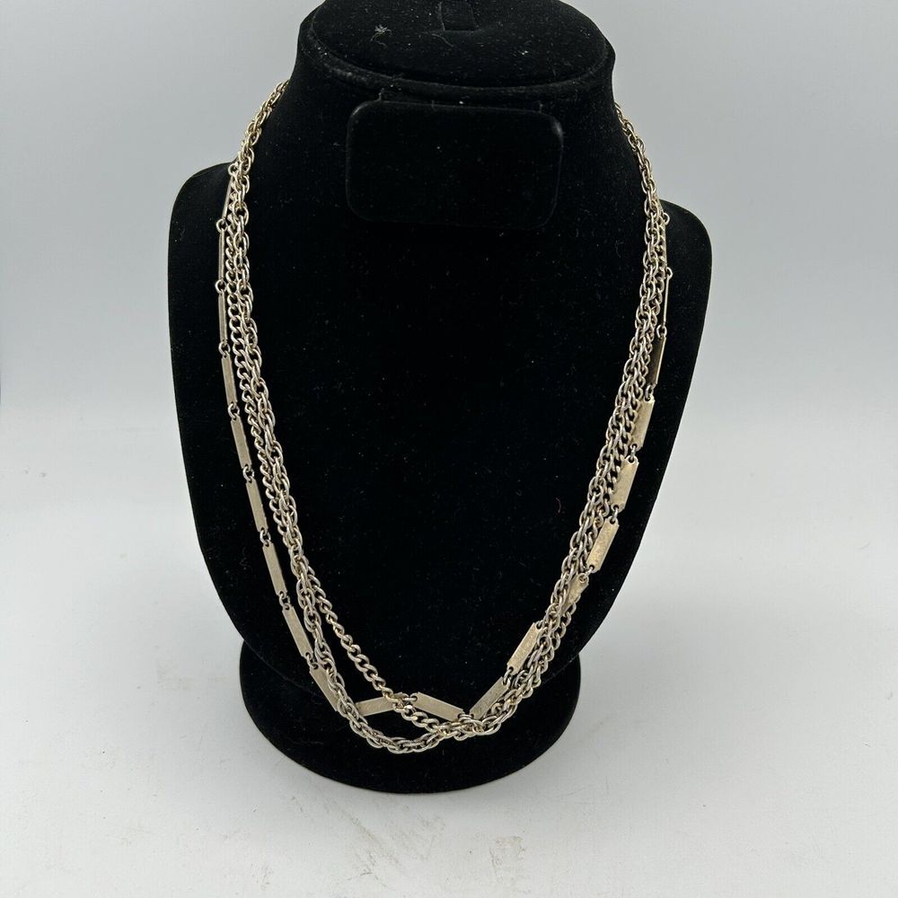 Lisner Multi Strand Gold‎ Tone Chain Necklace  20" Vintage MCM